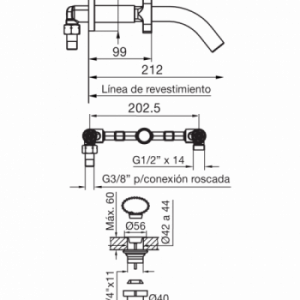 27-TRIADES 0203/C3 CR JUEGO LAVAT PARED