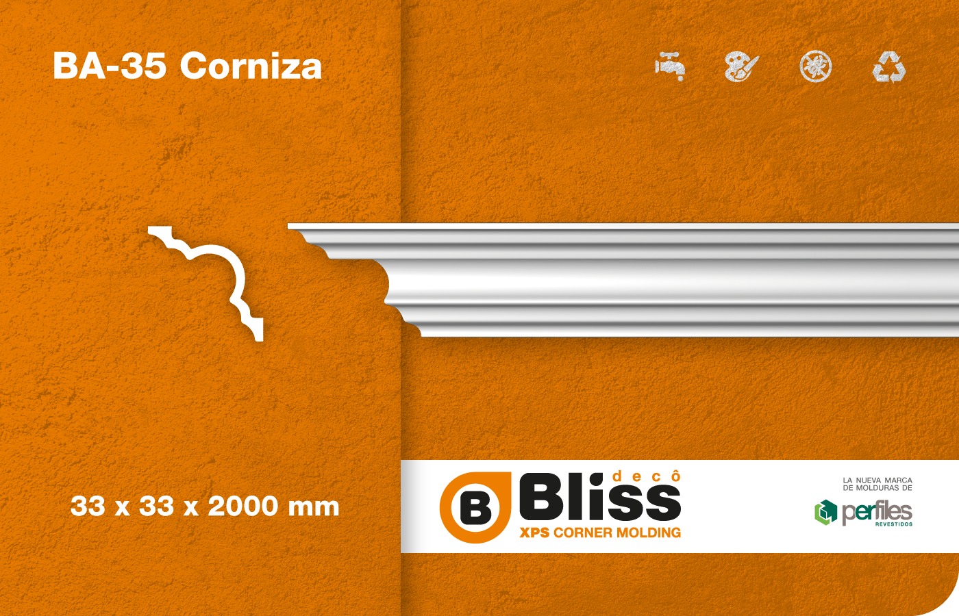 Imagen MOLDURA CORNISA 33X33X2000 BA-35