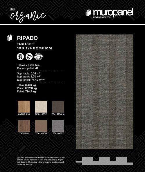 Imagen MUROPANEL ORGANIC 18X124X2750 X TIRA TABERNA