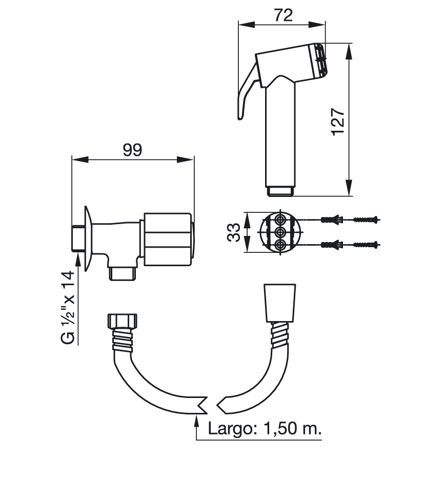 Imagen ALLEGRO 0118/15 CR DUCHA MANUAL BIDE