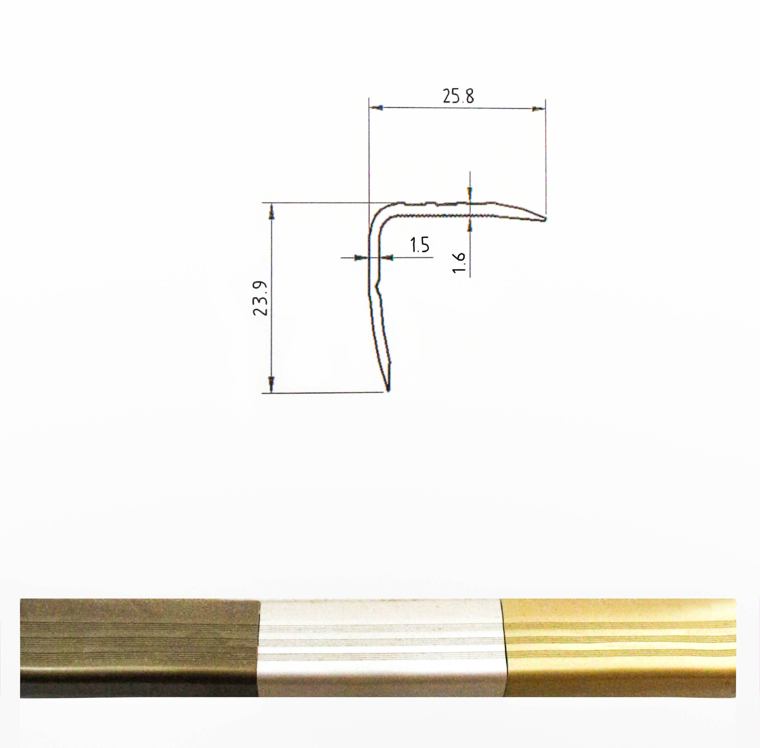 Imagen PERFIL P/PISO BRONCE ANGULO 2624 X 2.75 MTS