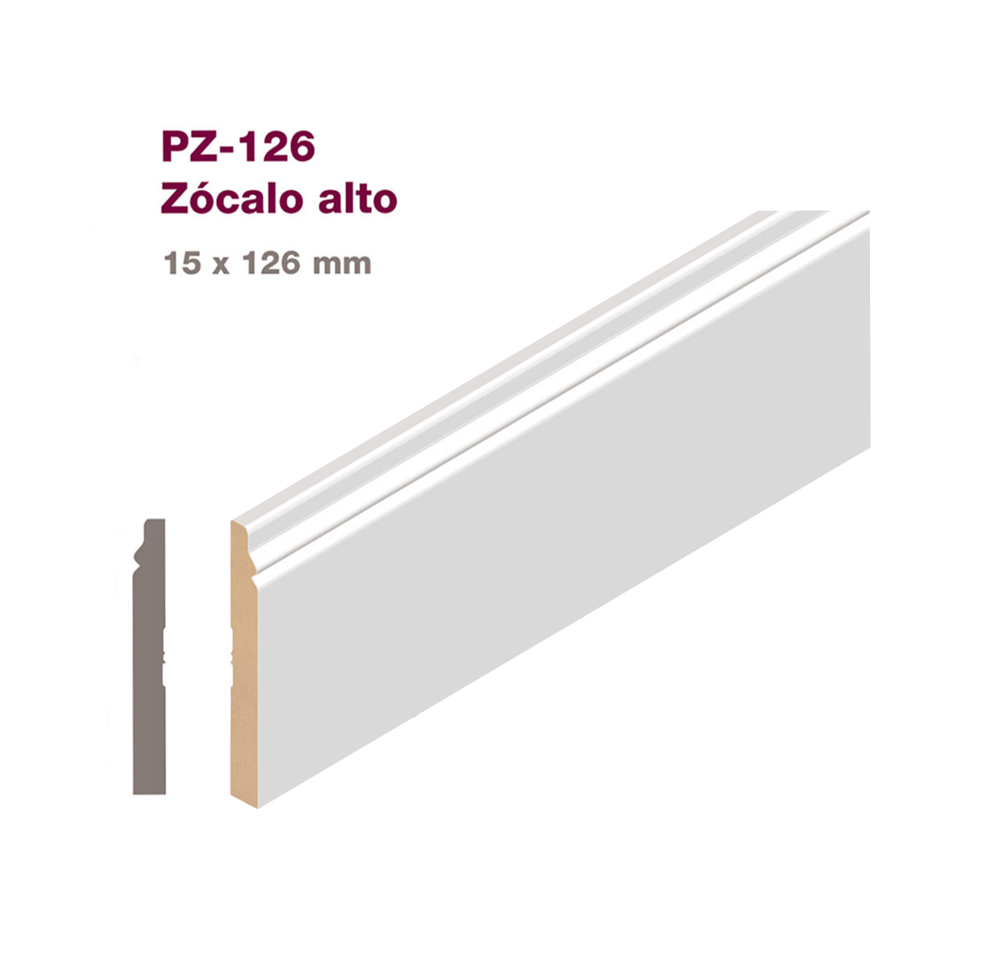 Imagen ZOCALO MDF PREPINTADO 15X126MMX2.75 MTS. PZ-126