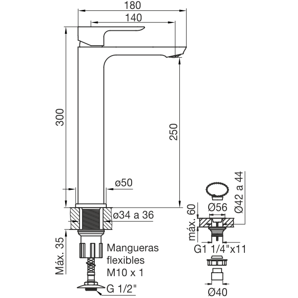 Imagen COTY 0181.02/D9 CR JGO MONO P/BACHAS VESSEL
