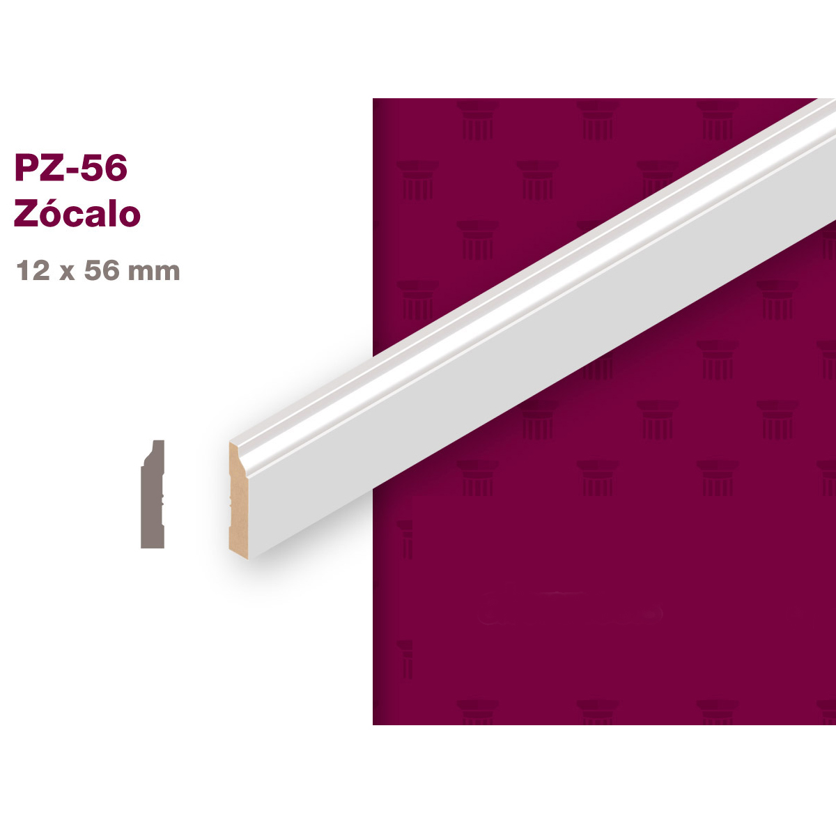 Imagen ZOCALO MDF PREPINTADO 12X56MMX2.75 MTS. PZ56