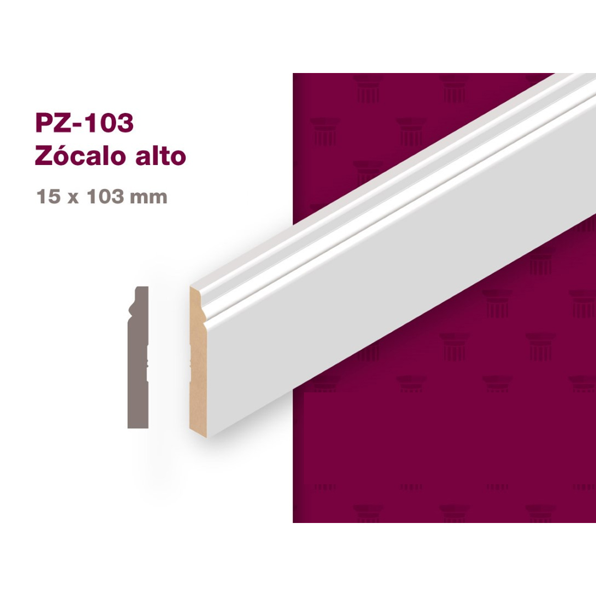 Imagen ZOCALO MDF PREPINTADO 15X103MMX2.75 MTS. PZ-103