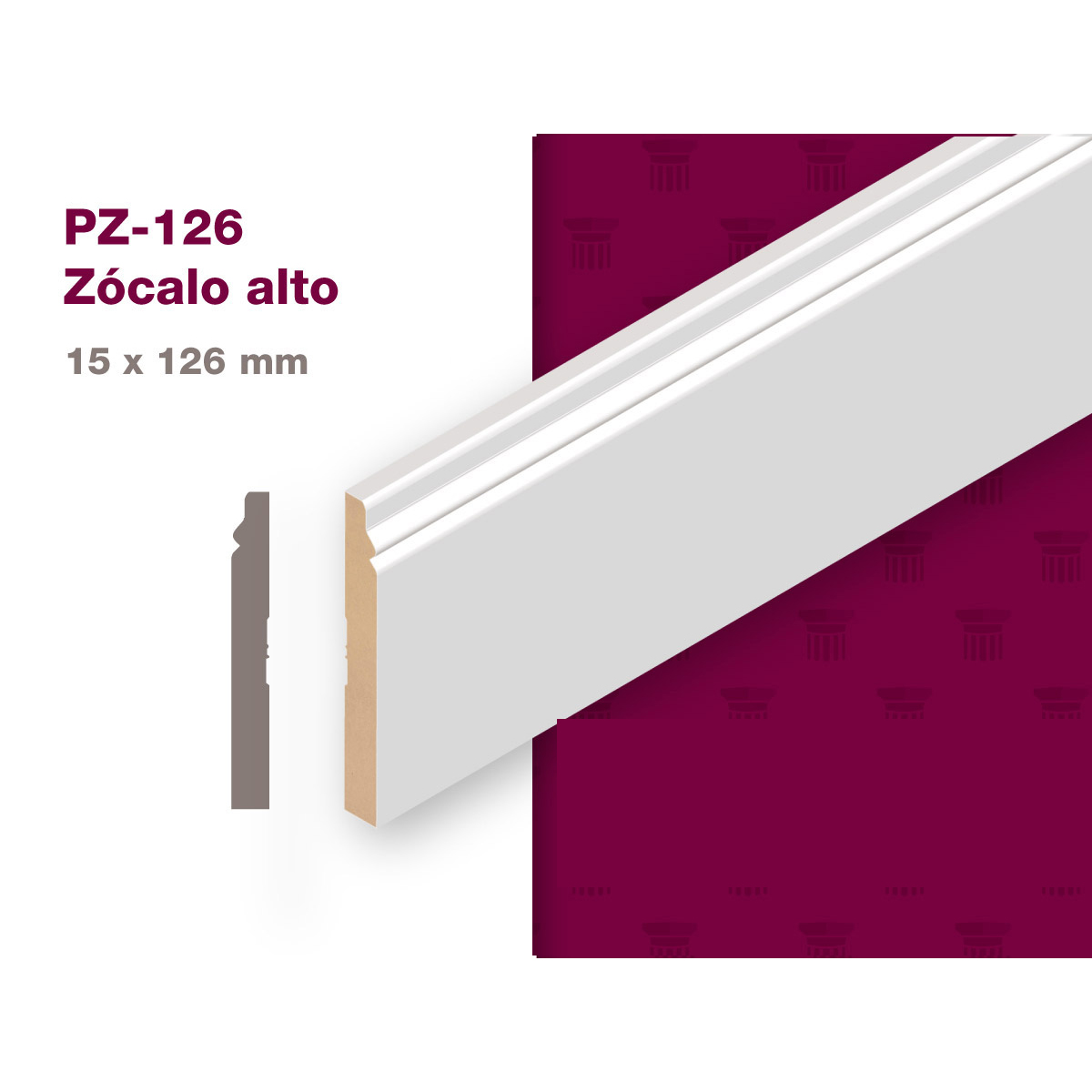 Imagen ZOCALO MDF PREPINTADO 15X126MMX2.75 MTS. PZ-126